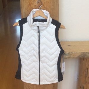 NWT CALVIN KLEIN Small Black/Cream Down Vest